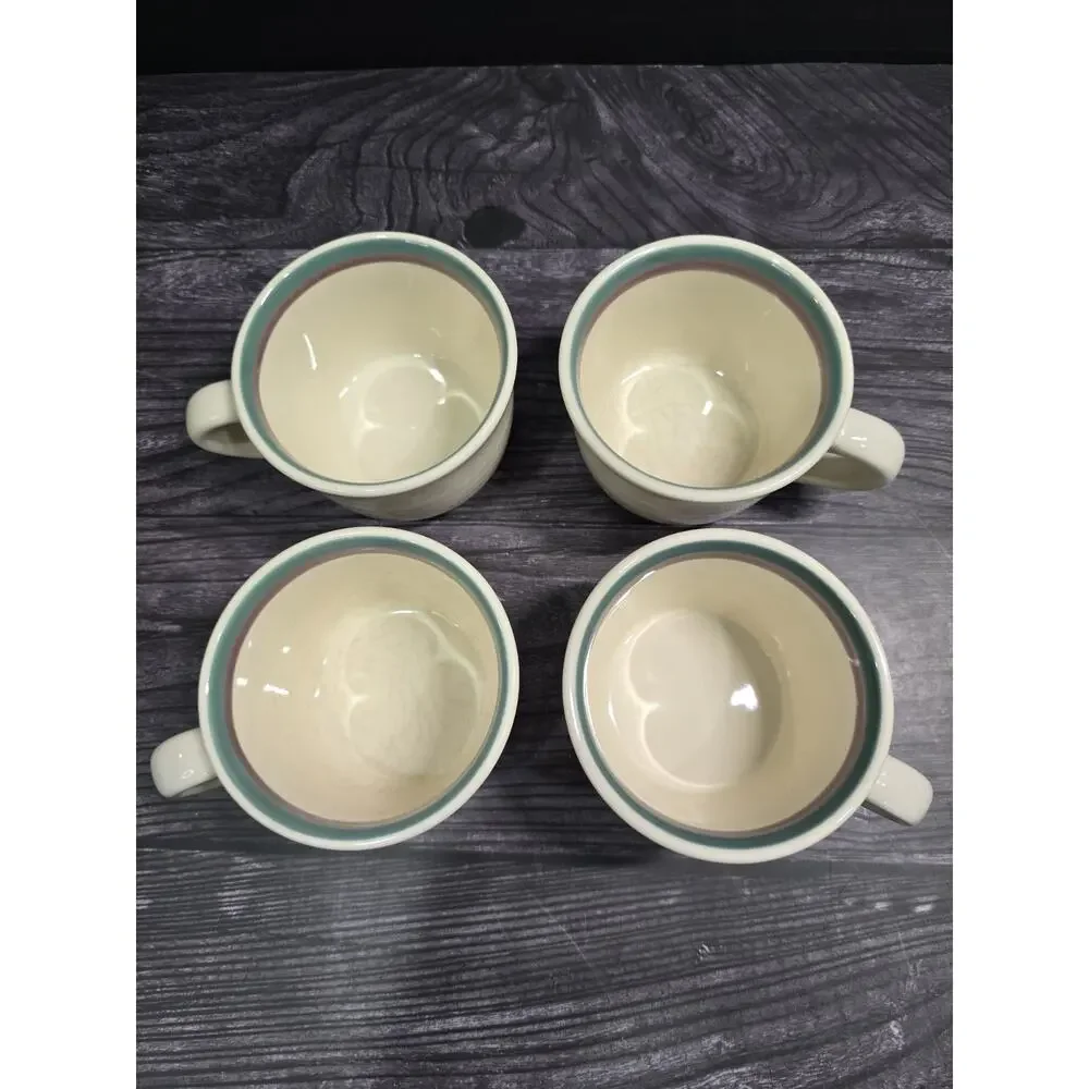 Set of 4 Pfaltzgraff Juniper Stoneware Tea Cups & Saucers - Excellent Condition